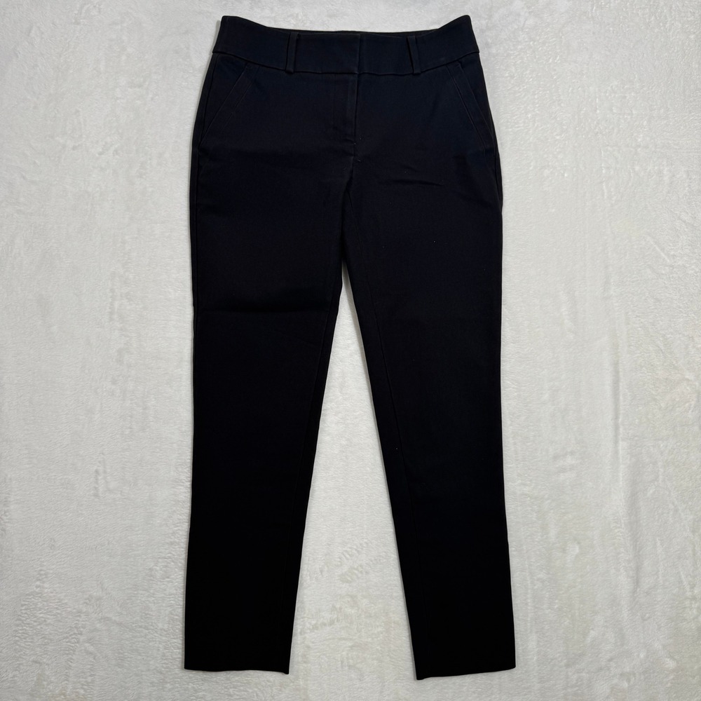 Loft Pants Womens 0 Black Marisa Skinny Mid Rise Stretch Tapered Career Trousers
